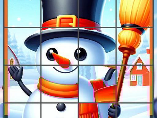 Puzzle cu om de zăpadă fericit